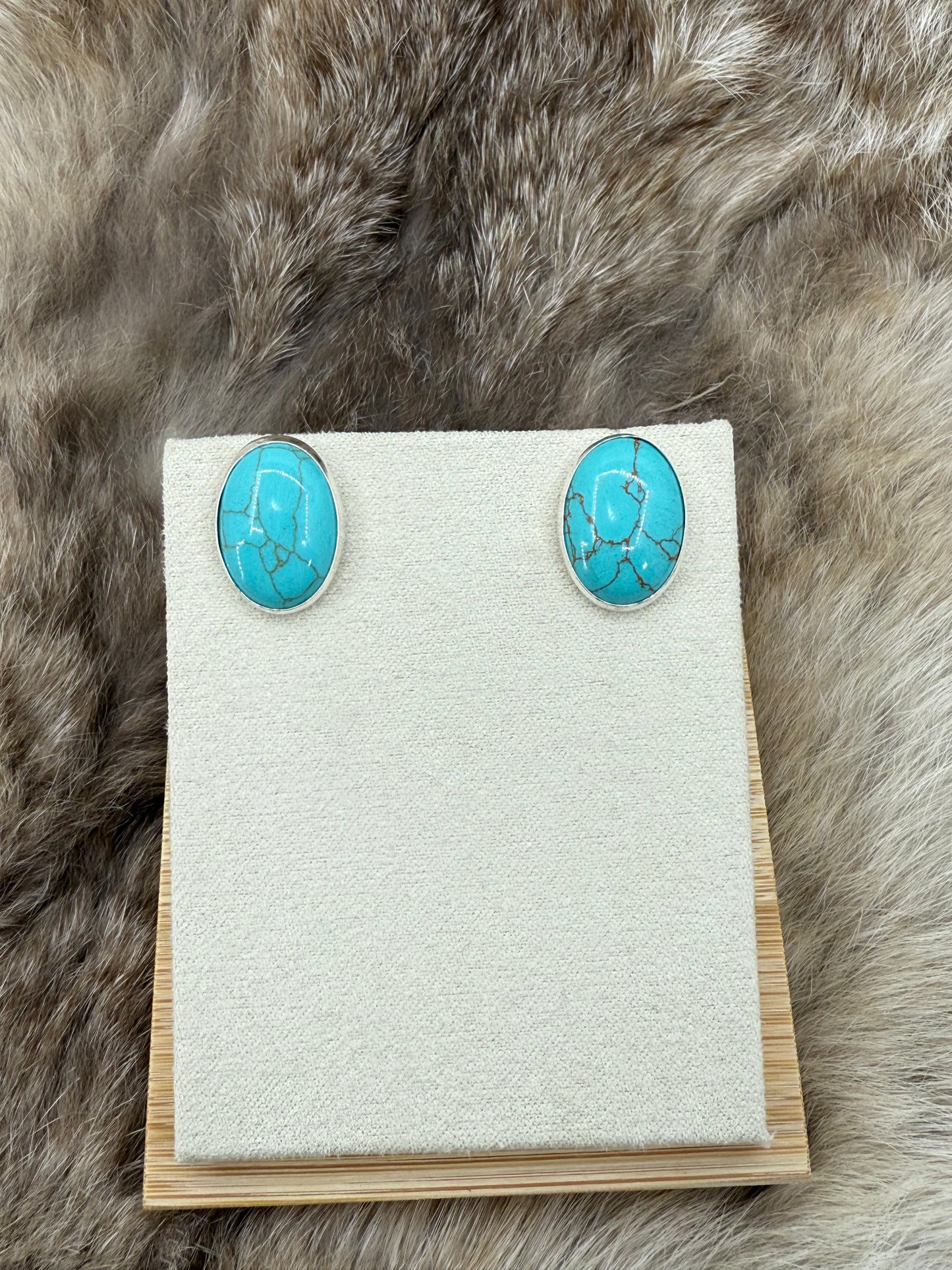 Turquoise Oval Post Earrings