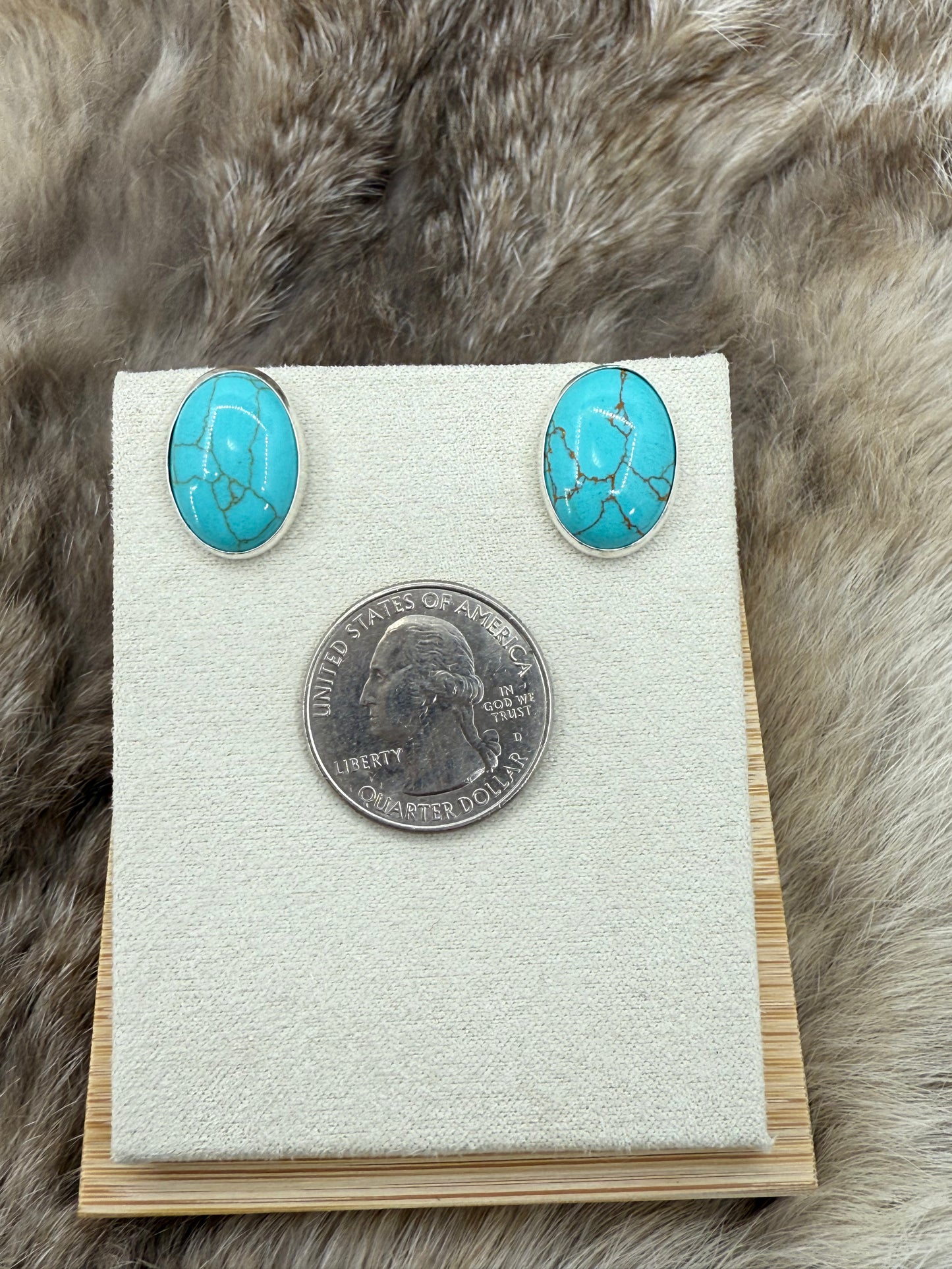 Turquoise Oval Post Earrings