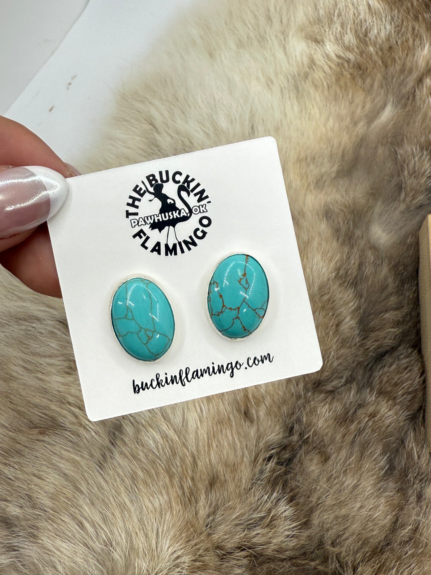 Turquoise Oval Post Earrings