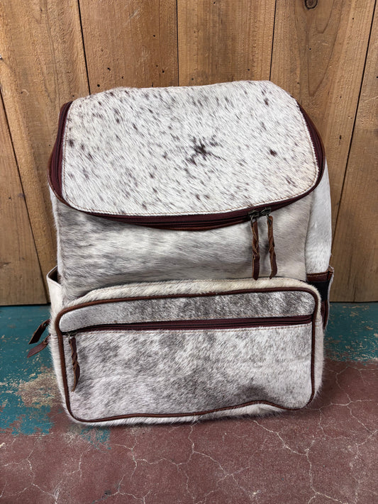 White Cowhide Leather Backpack