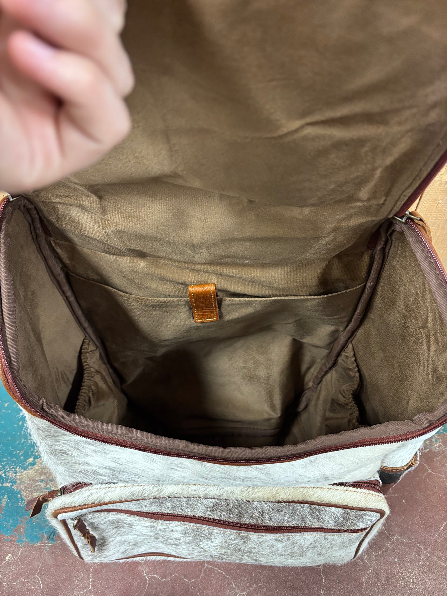 White Cowhide Leather Backpack