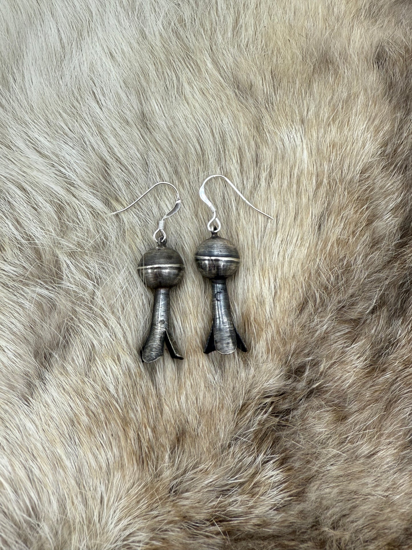 Handmade Silver Blossom Dangle Earrings by Emily Tsosie, Navajo