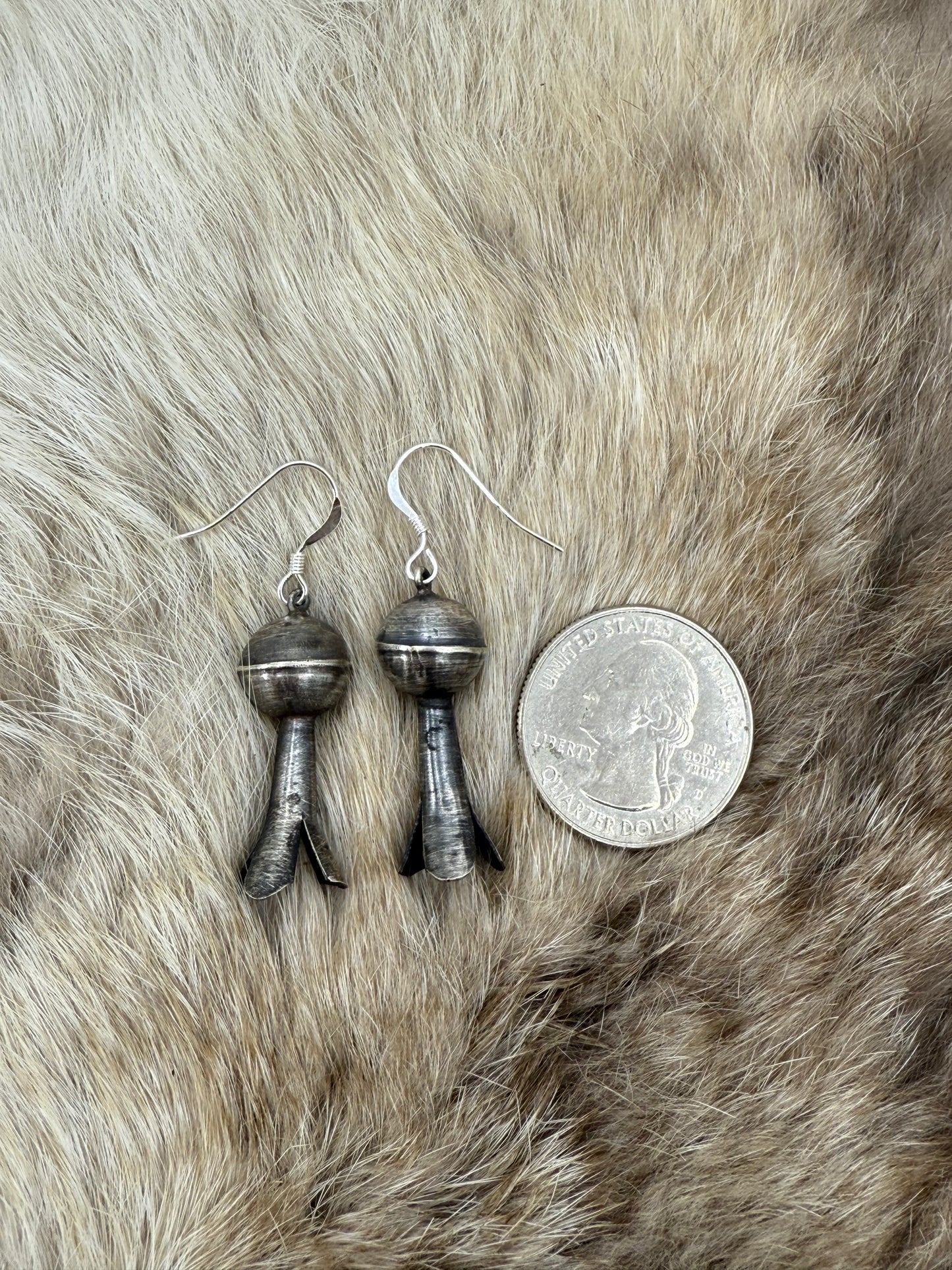 Handmade Silver Blossom Dangle Earrings by Emily Tsosie, Navajo