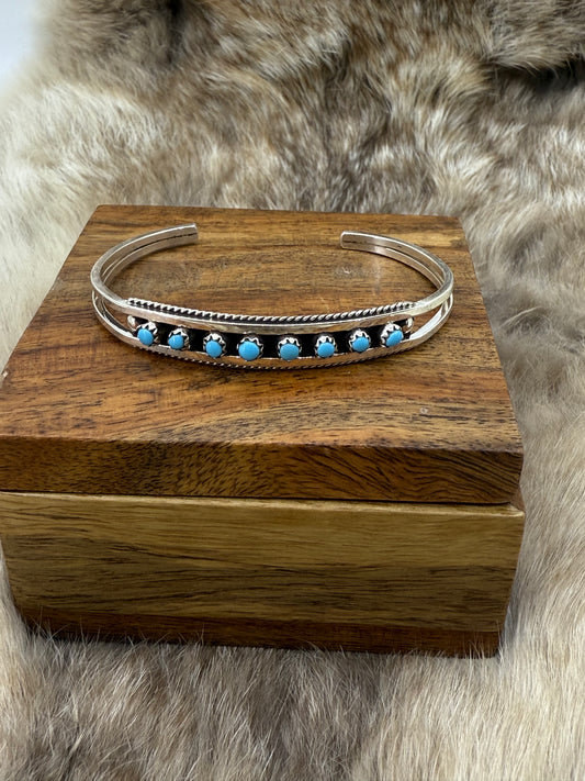 8 Stone Zuni Snake Eye Cuff by Suzie Livingston, Zuni