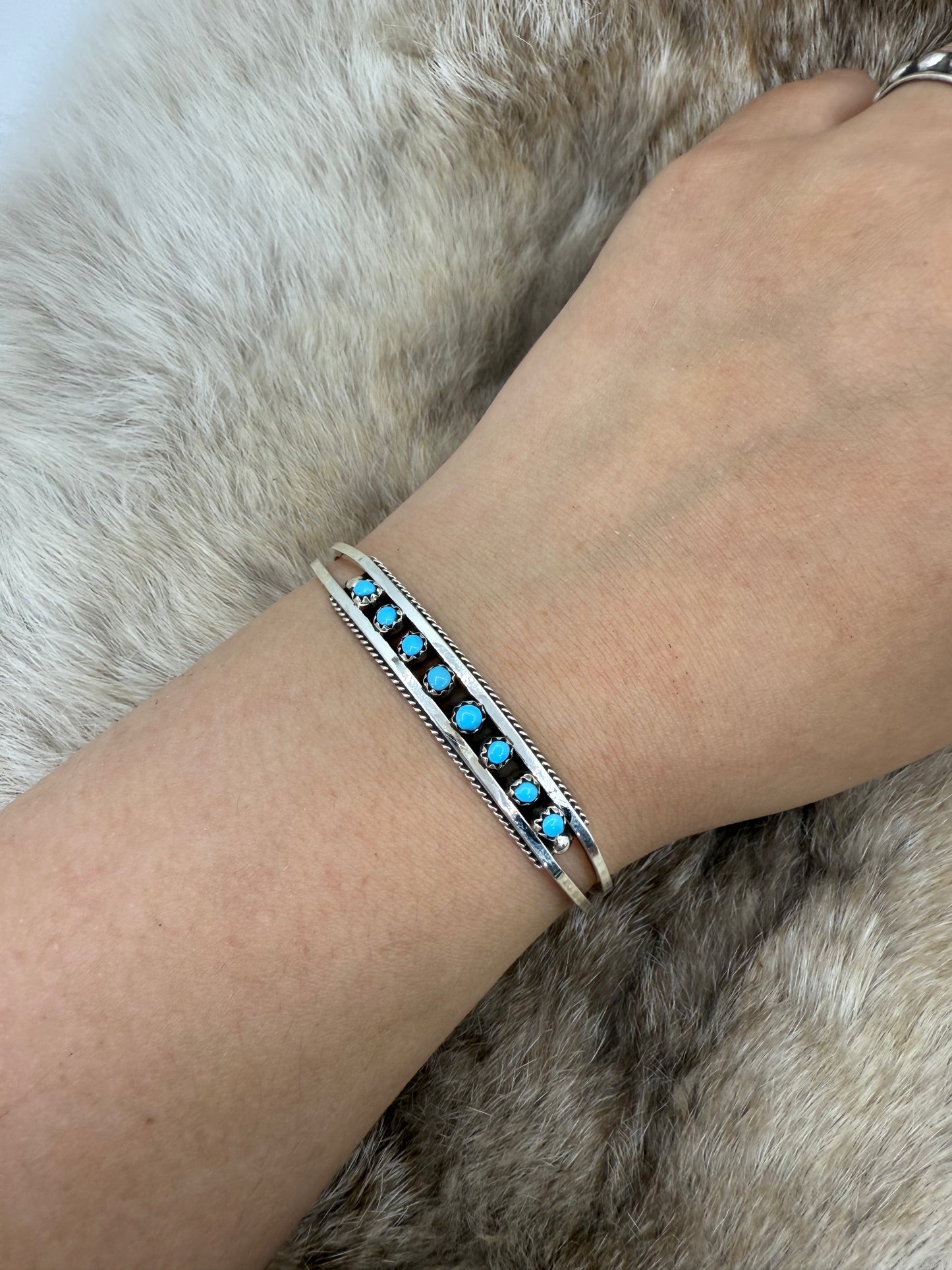 8 Stone Zuni Snake Eye Cuff by Suzie Livingston, Zuni