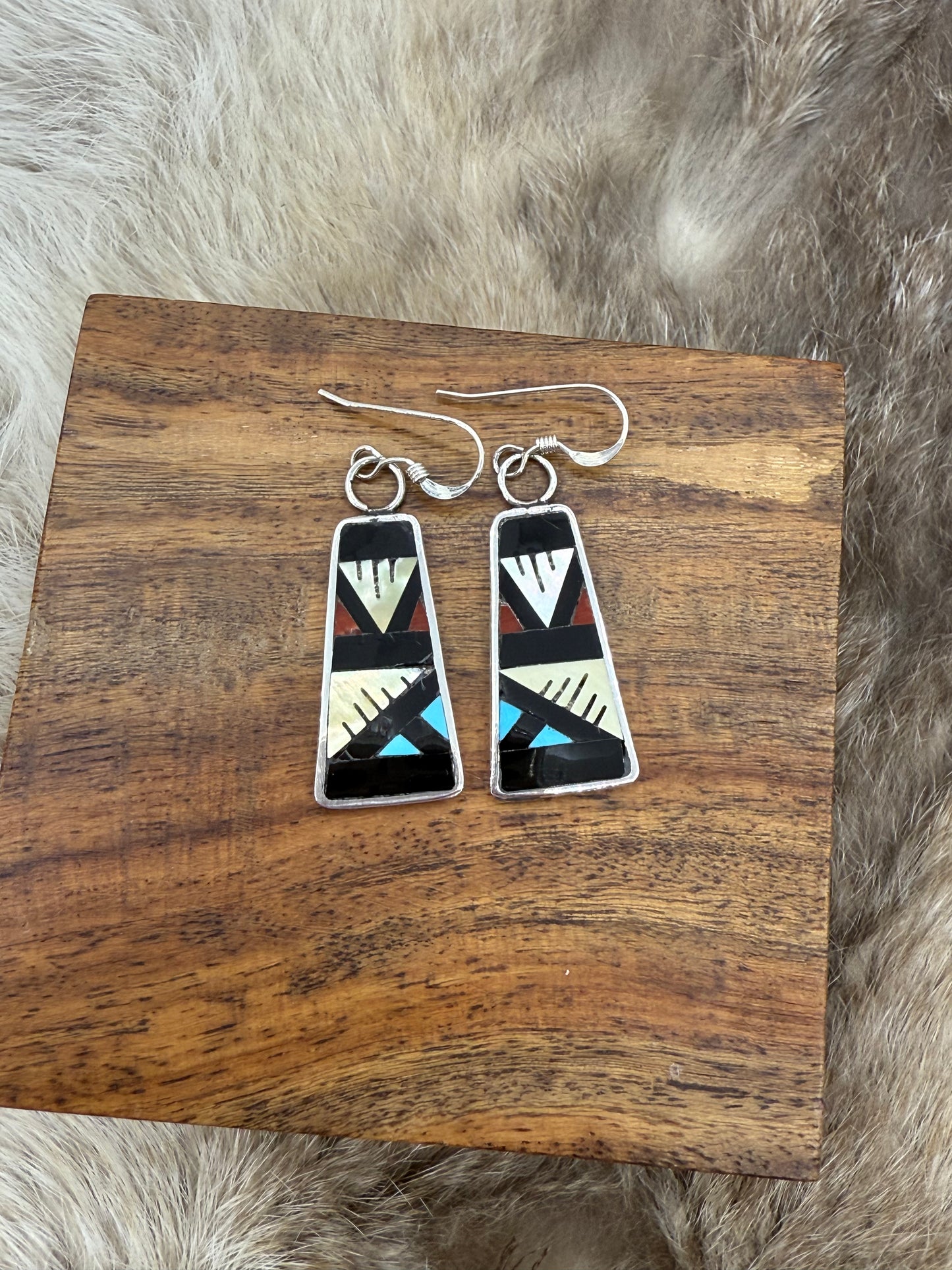 Inlay Trapezoid Slabs by Leander Othole, Zuni