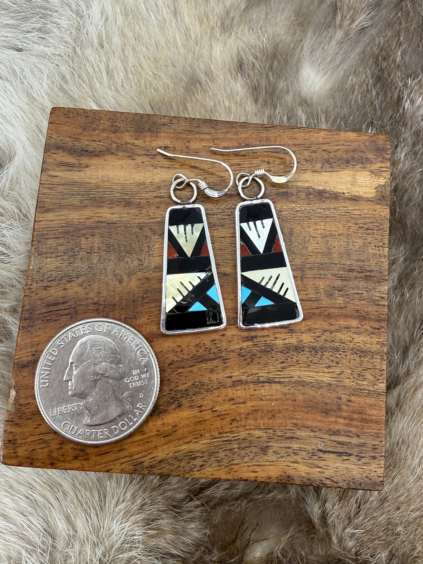 Inlay Trapezoid Slabs by Leander Othole, Zuni