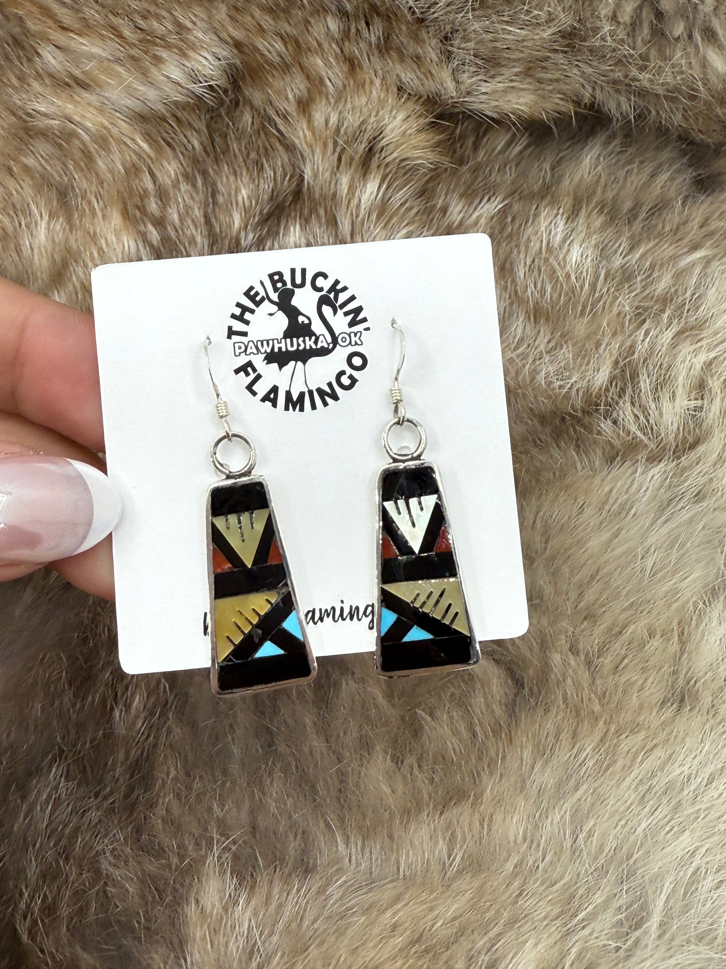 Inlay Trapezoid Slabs by Leander Othole, Zuni