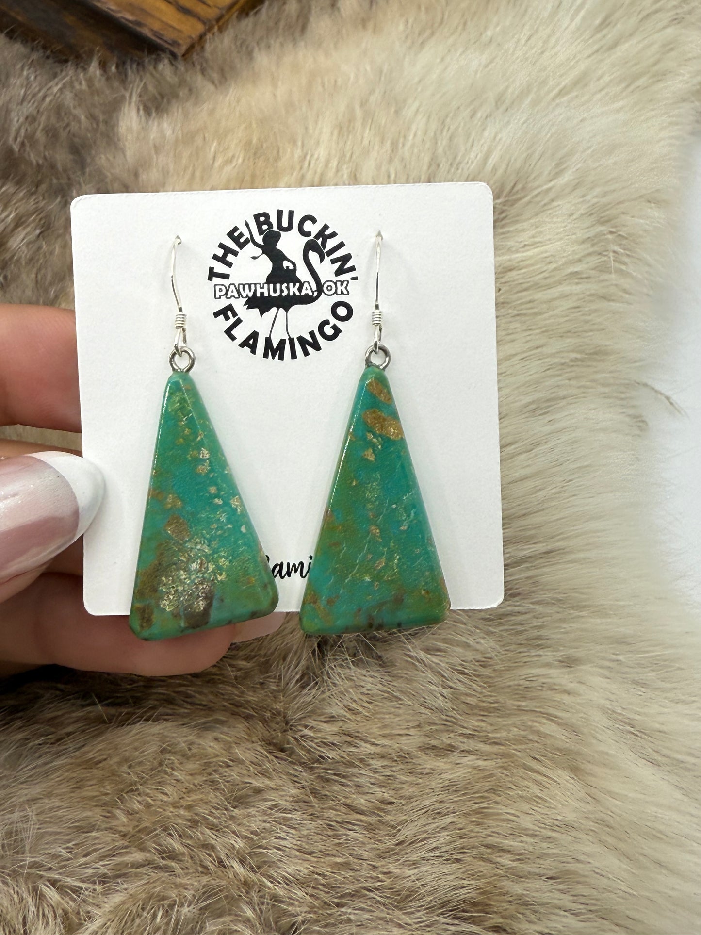 Cripple Creek Turquoise Slab Earrings