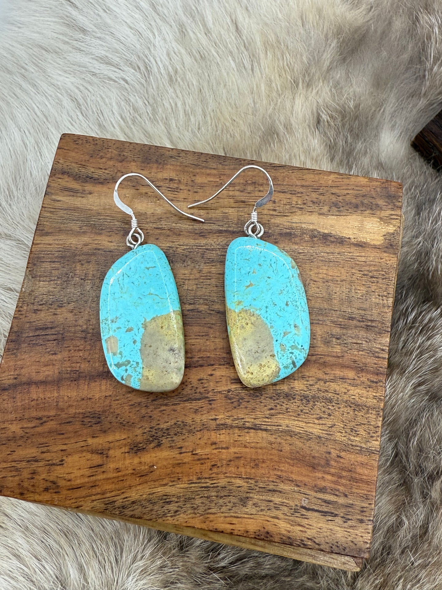 Cripple Creek Turquoise Slab Earrings
