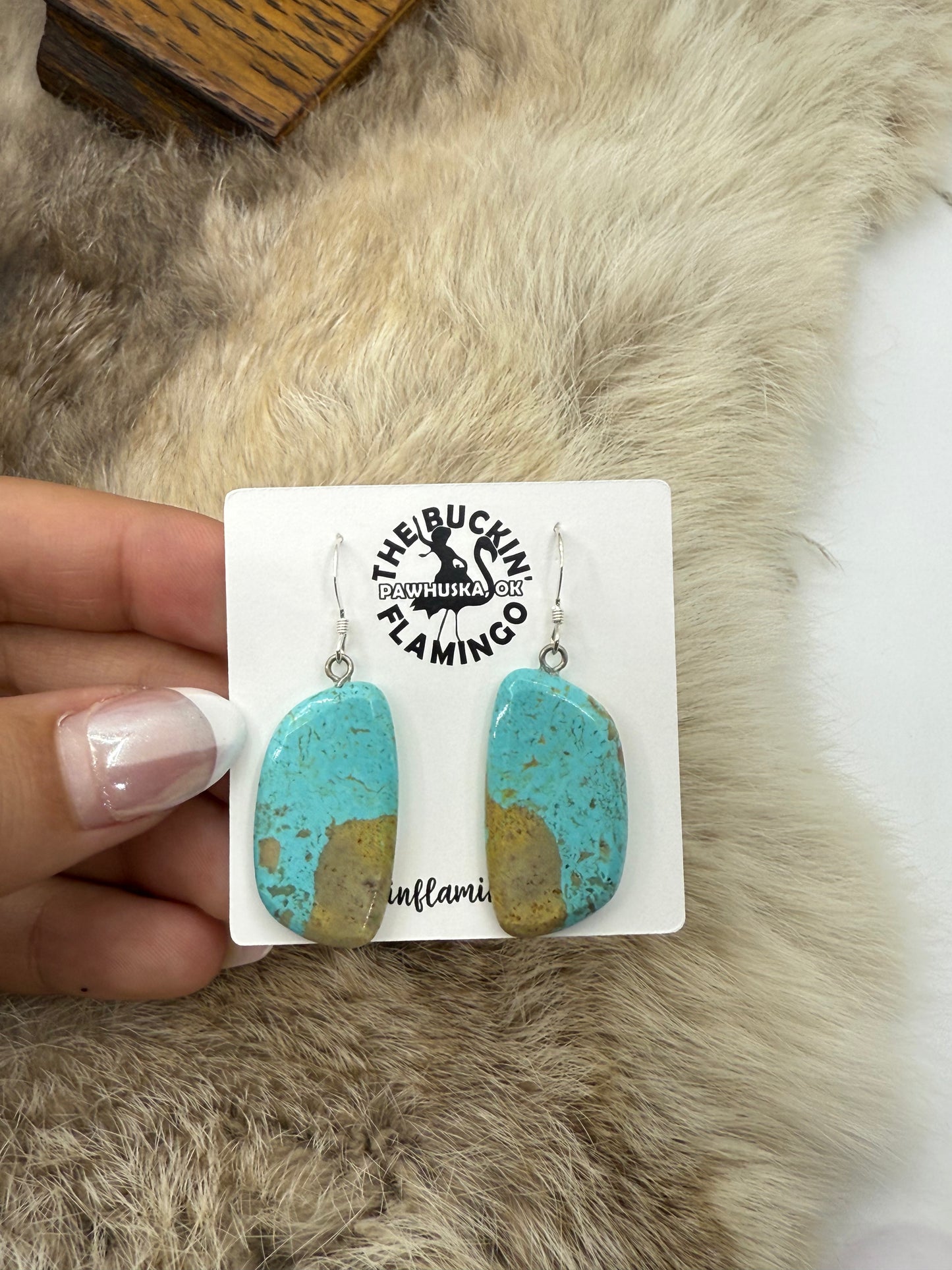 Cripple Creek Turquoise Slab Earrings