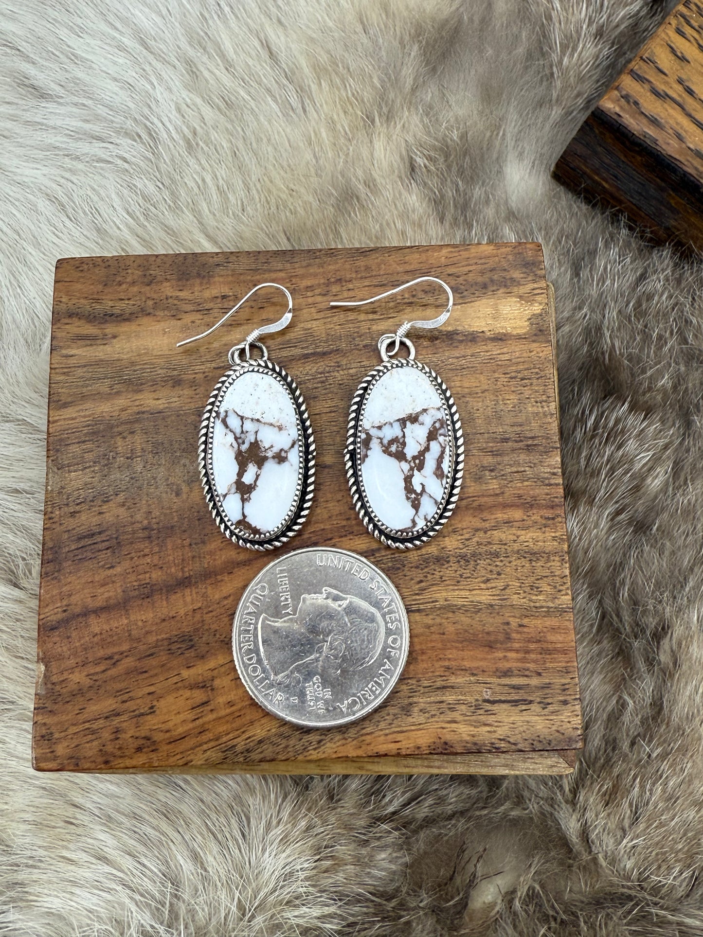 Wild Horse Oval Dangle Earrings by Joelias Draper, Navajo