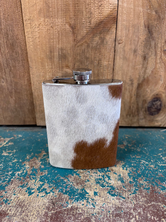 Version 1 Brown And White Cowhide Flask