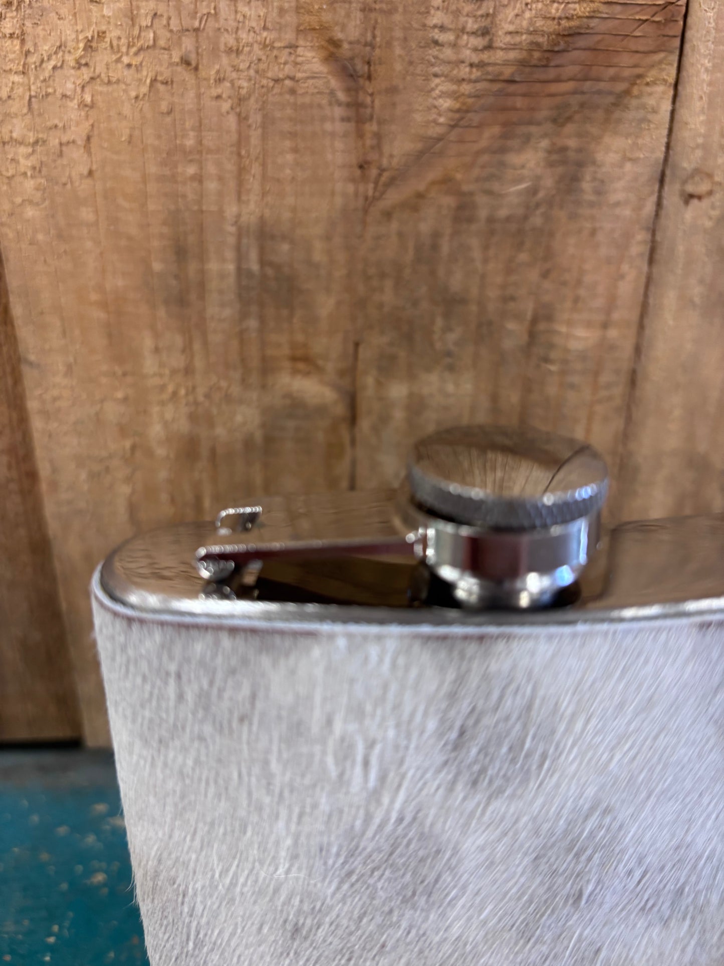 Version 1 Brown And White Cowhide Flask