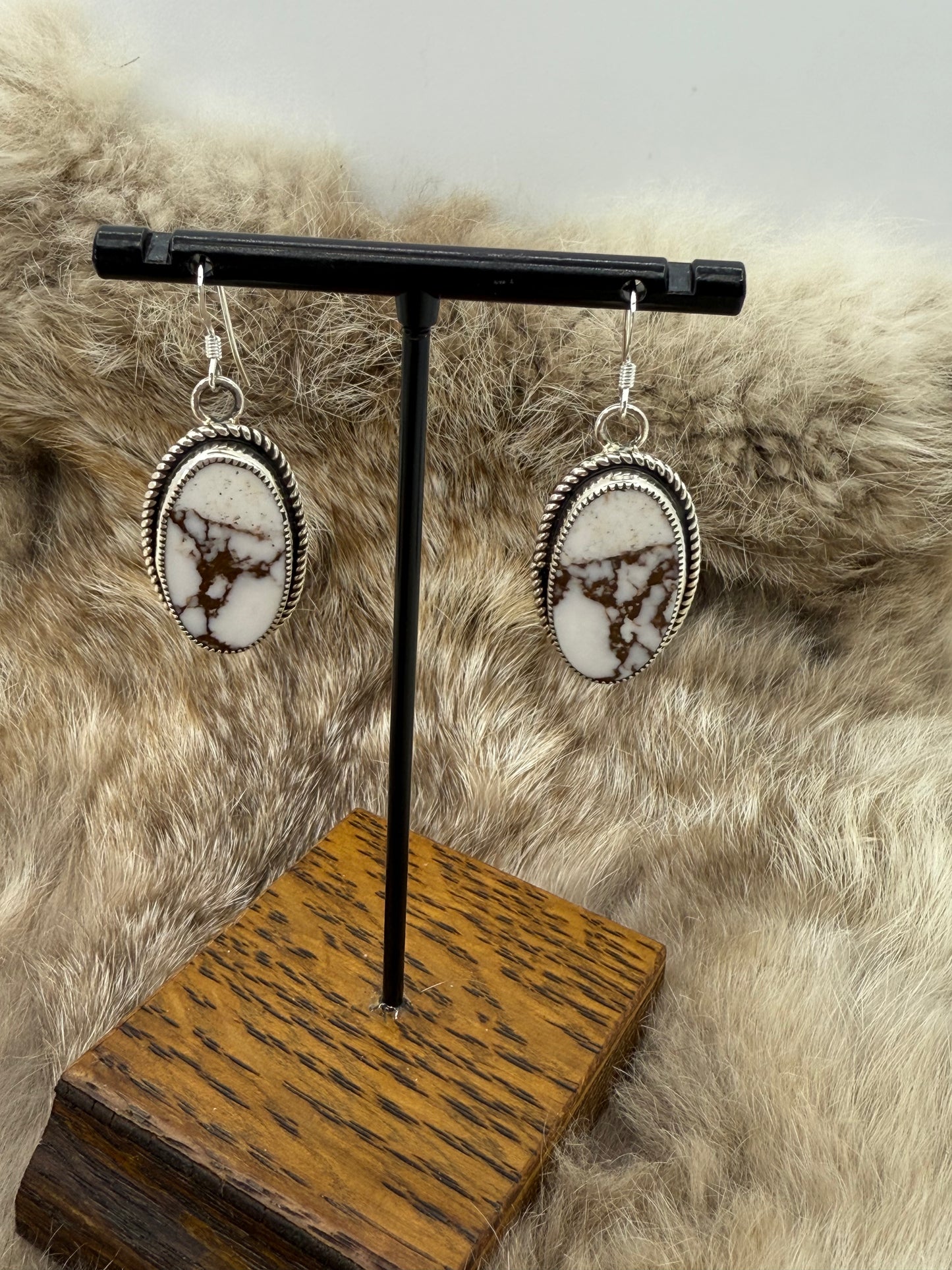 Wild Horse Oval Dangle Earrings by Joelias Draper, Navajo