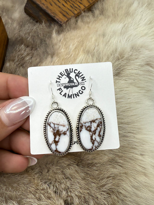 Wild Horse Oval Dangle Earrings by Joelias Draper, Navajo