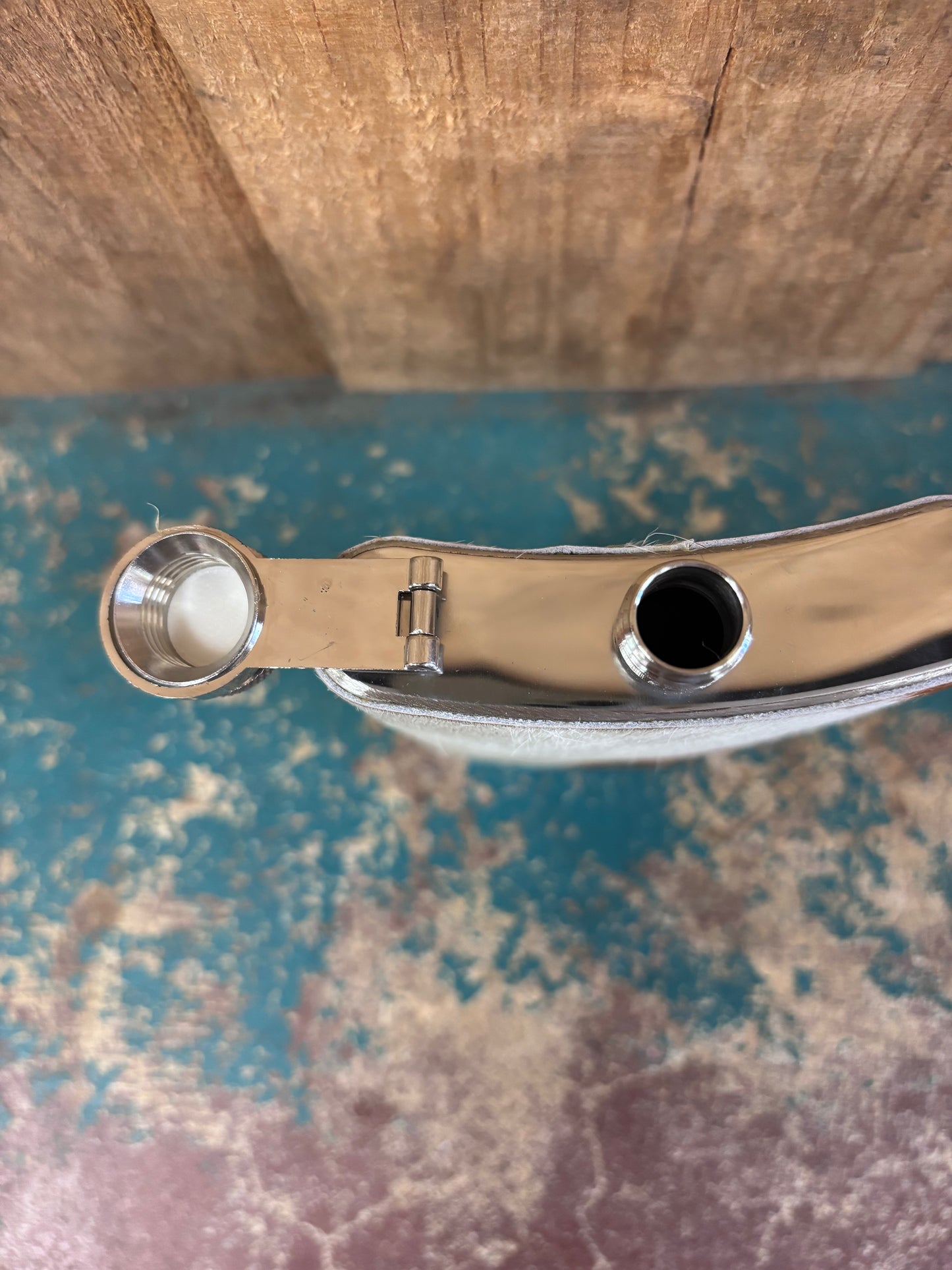 Version 1 Brown And White Cowhide Flask