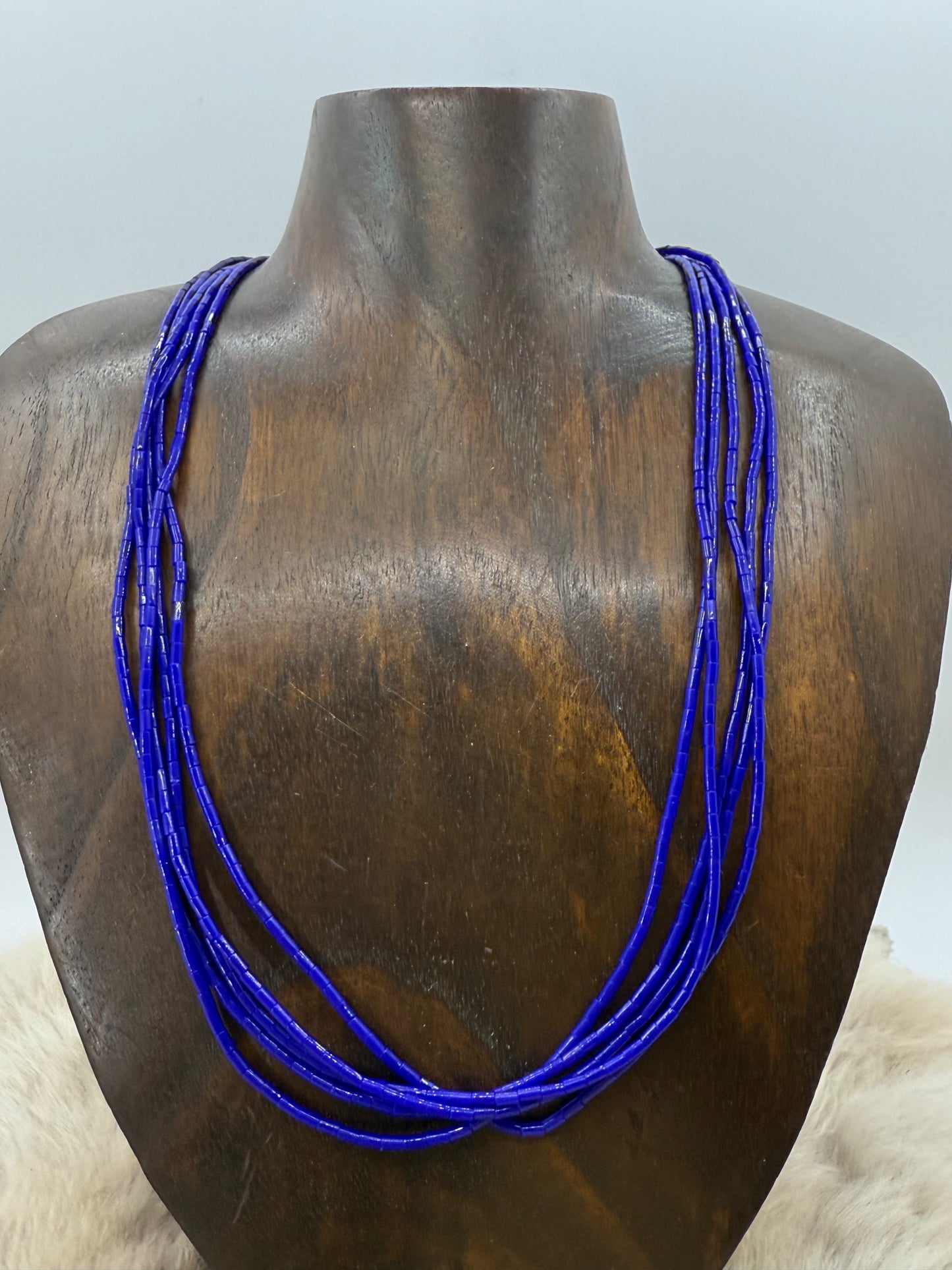 20" 5 Strand Lapis Beaded Necklace