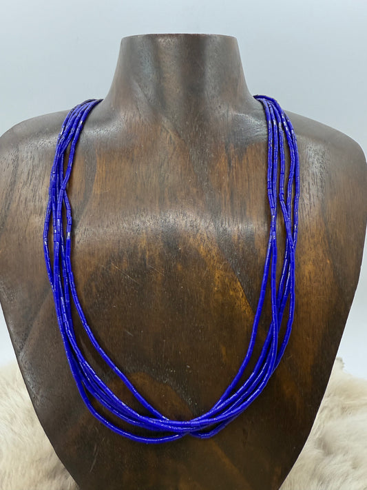20" 5 Strand Lapis Beaded Necklace