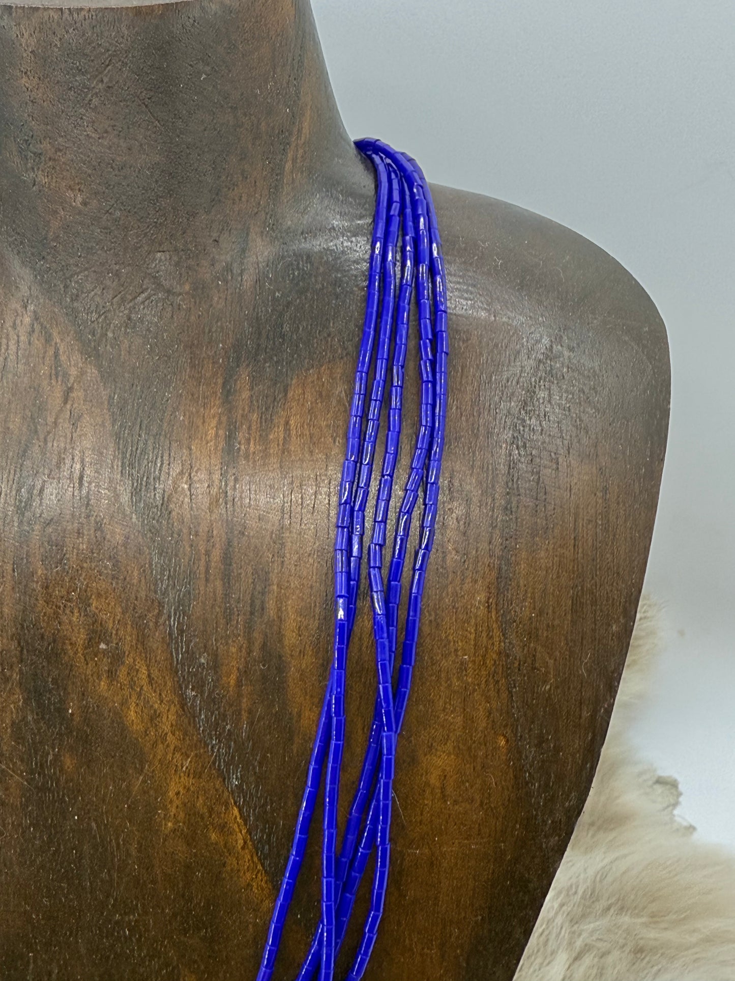 20" 5 Strand Lapis Beaded Necklace