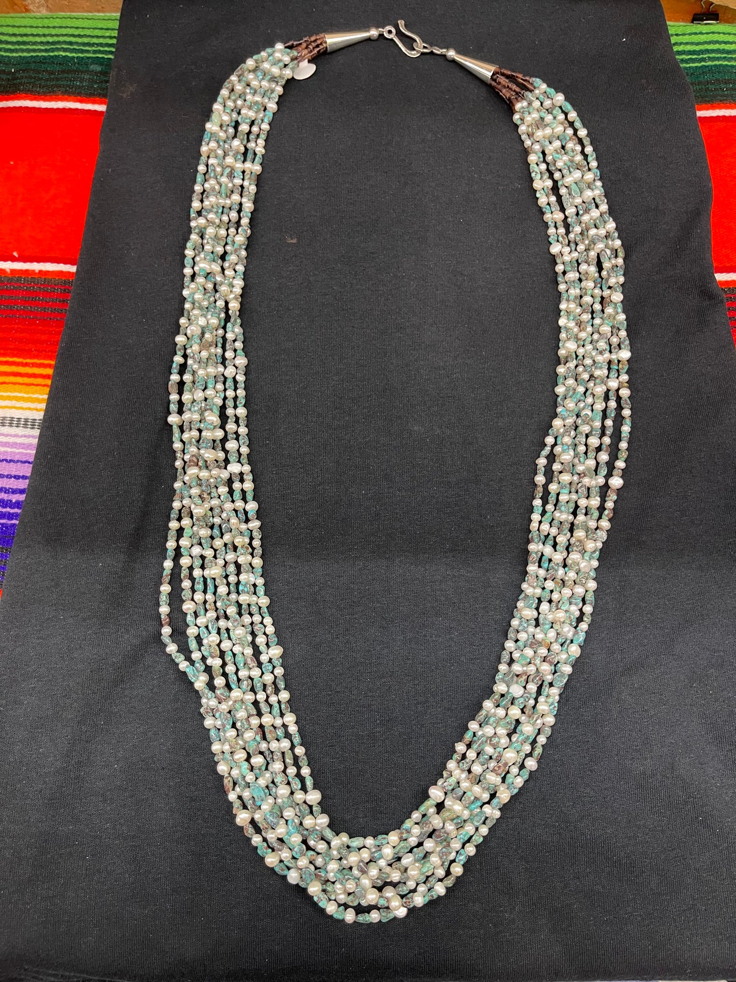 Freshwater Pearl Necklace with Turquoise Nuggets