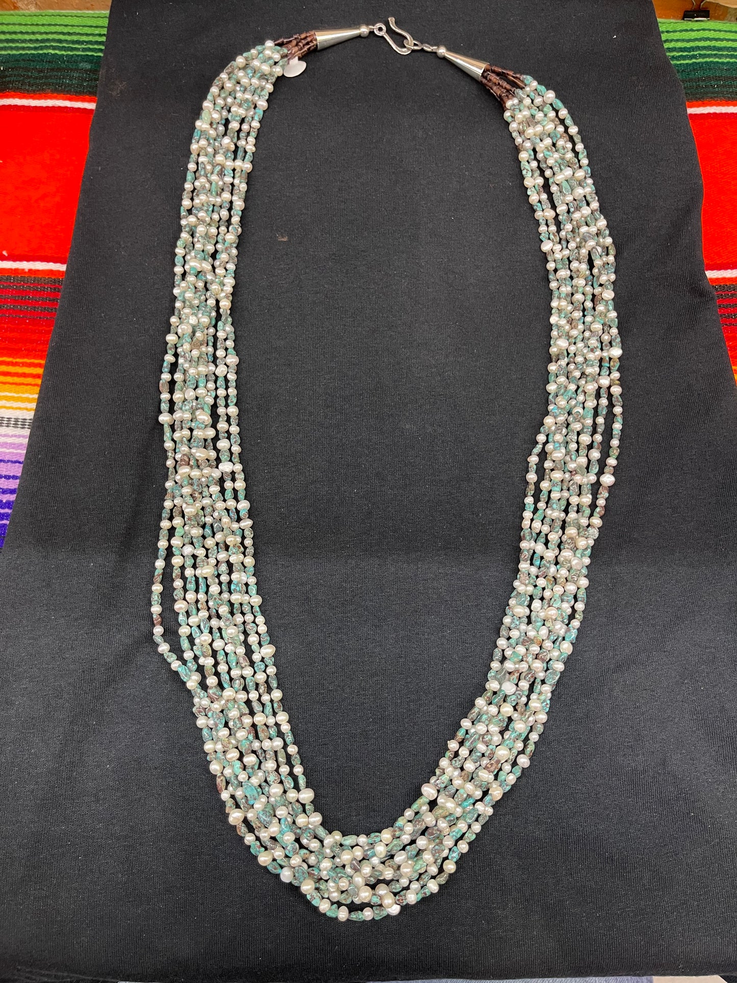 Freshwater Pearl Necklace with Turquoise Nuggets