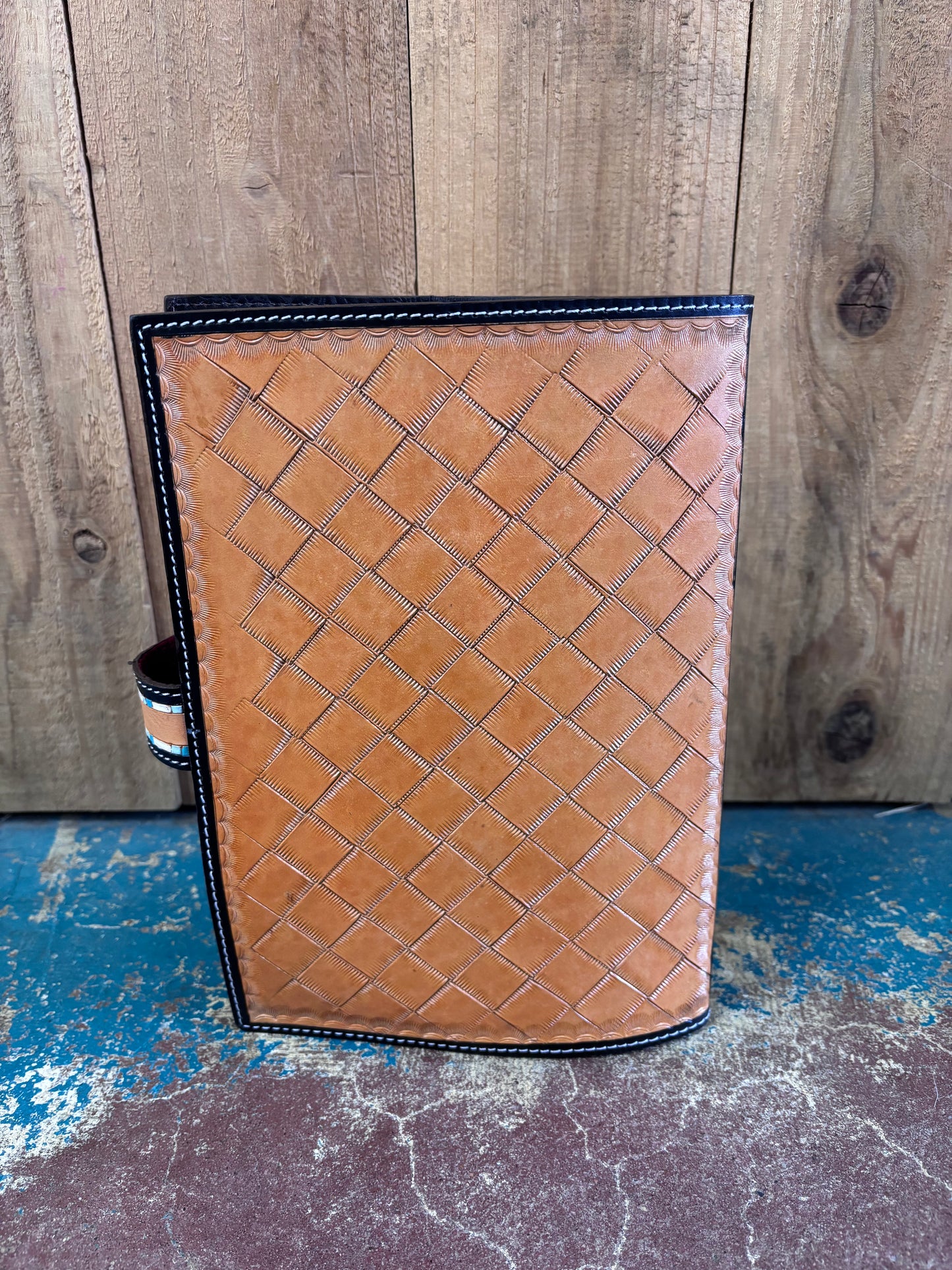 Tan Tooled Cowhide Bible Cover