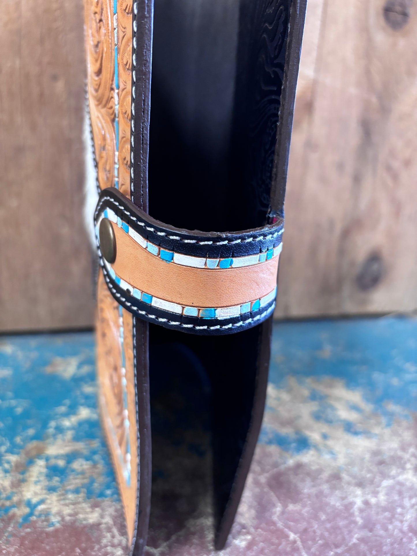 Tan Tooled Cowhide Bible Cover