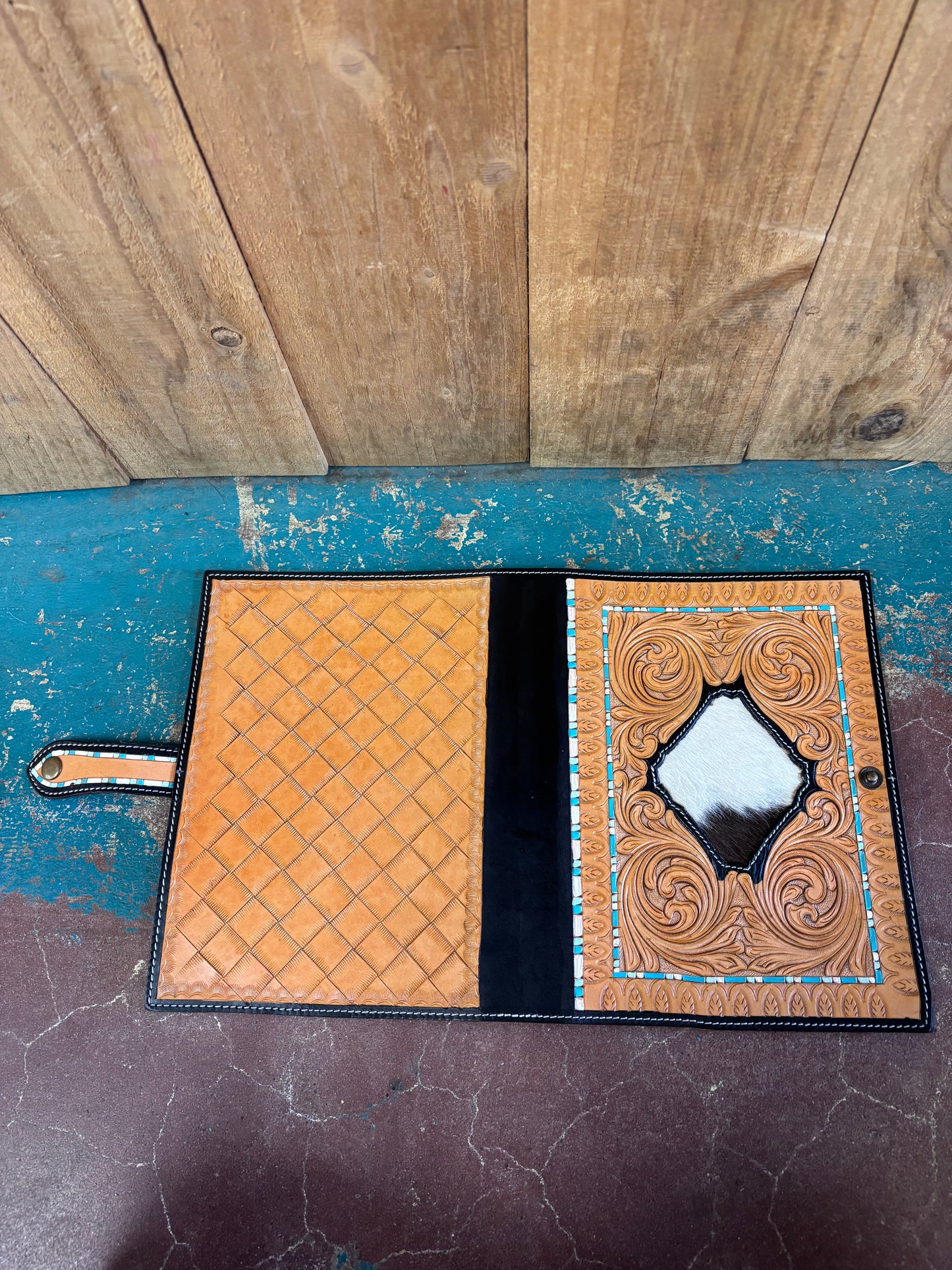 Tan Tooled Cowhide Bible Cover
