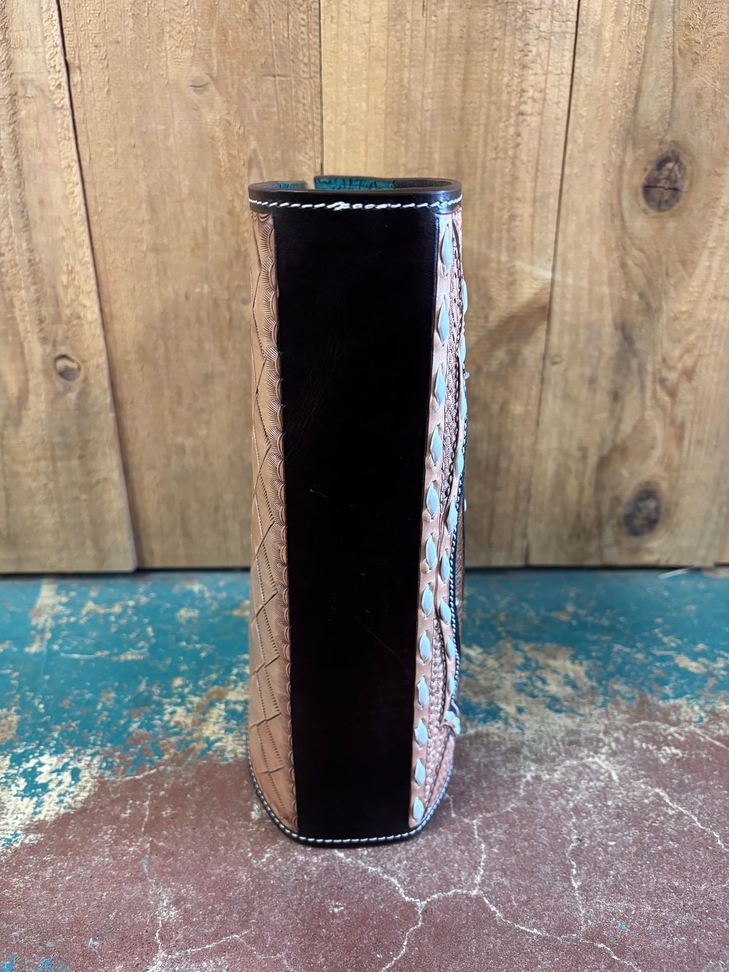 Brown Tooled Cowhide Bible Cover