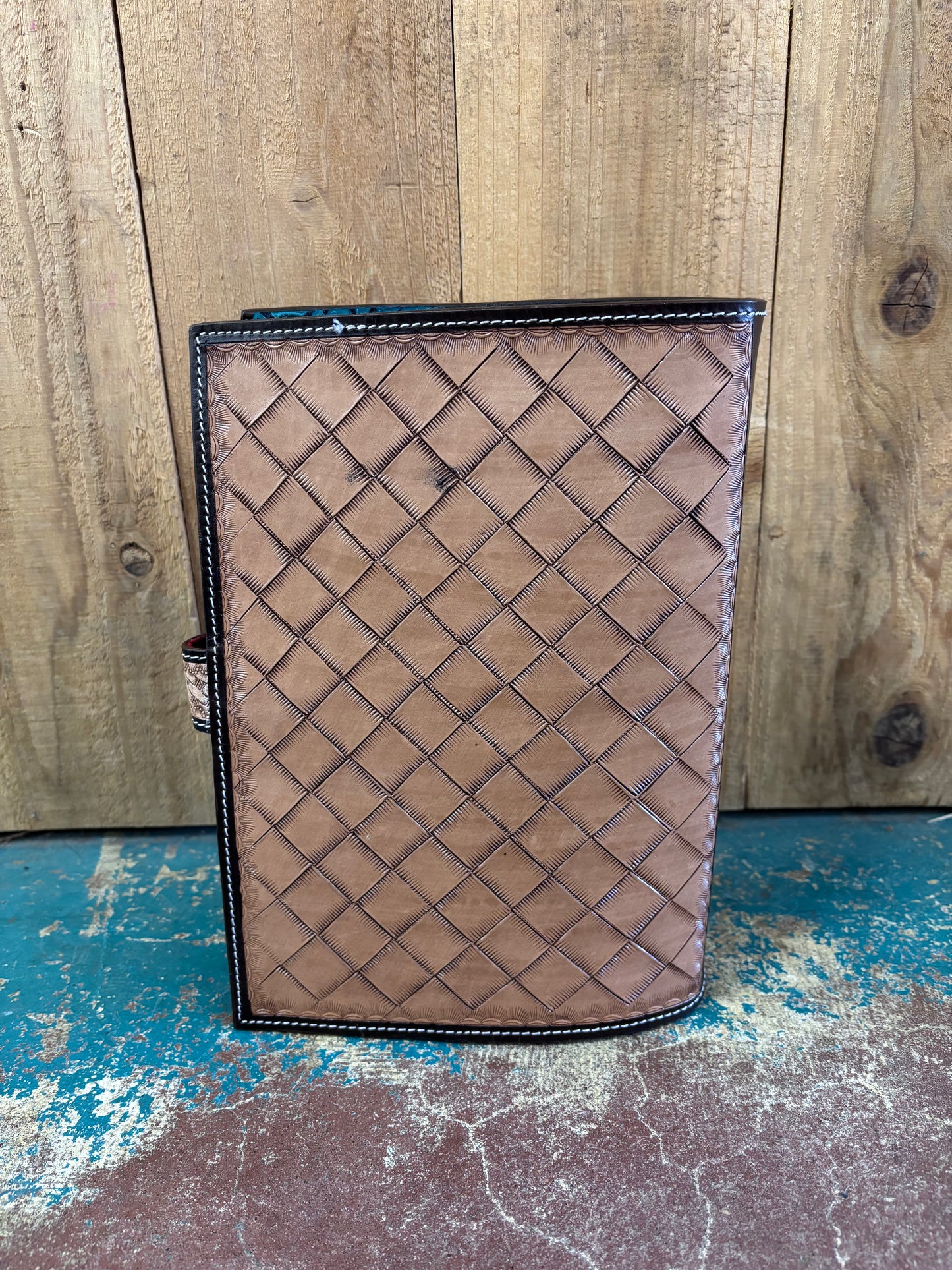 Brown Tooled Cowhide Bible Cover