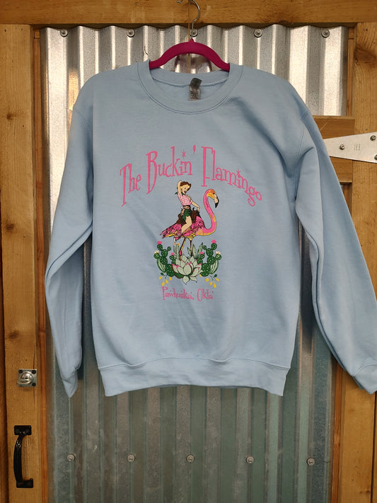 Blue Buckin' Flamingo Logo Crew Sweatshirt