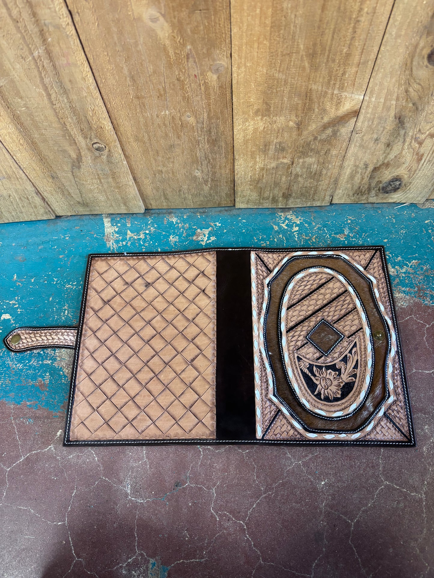 Brown Tooled Cowhide Bible Cover