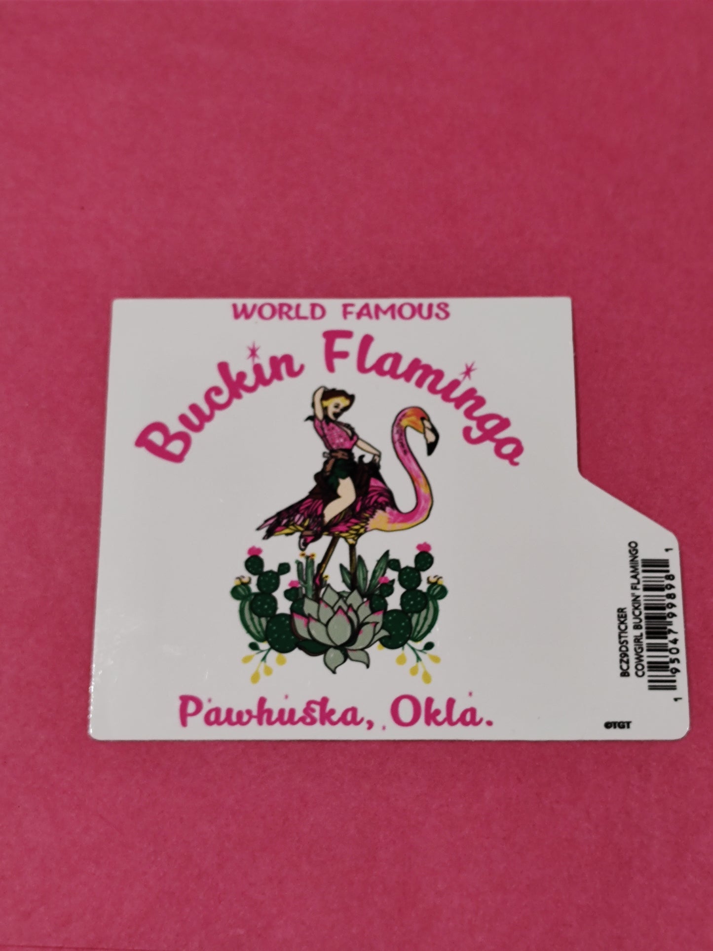 World Famous Buckin' Flamingo Pawhuska Sticker