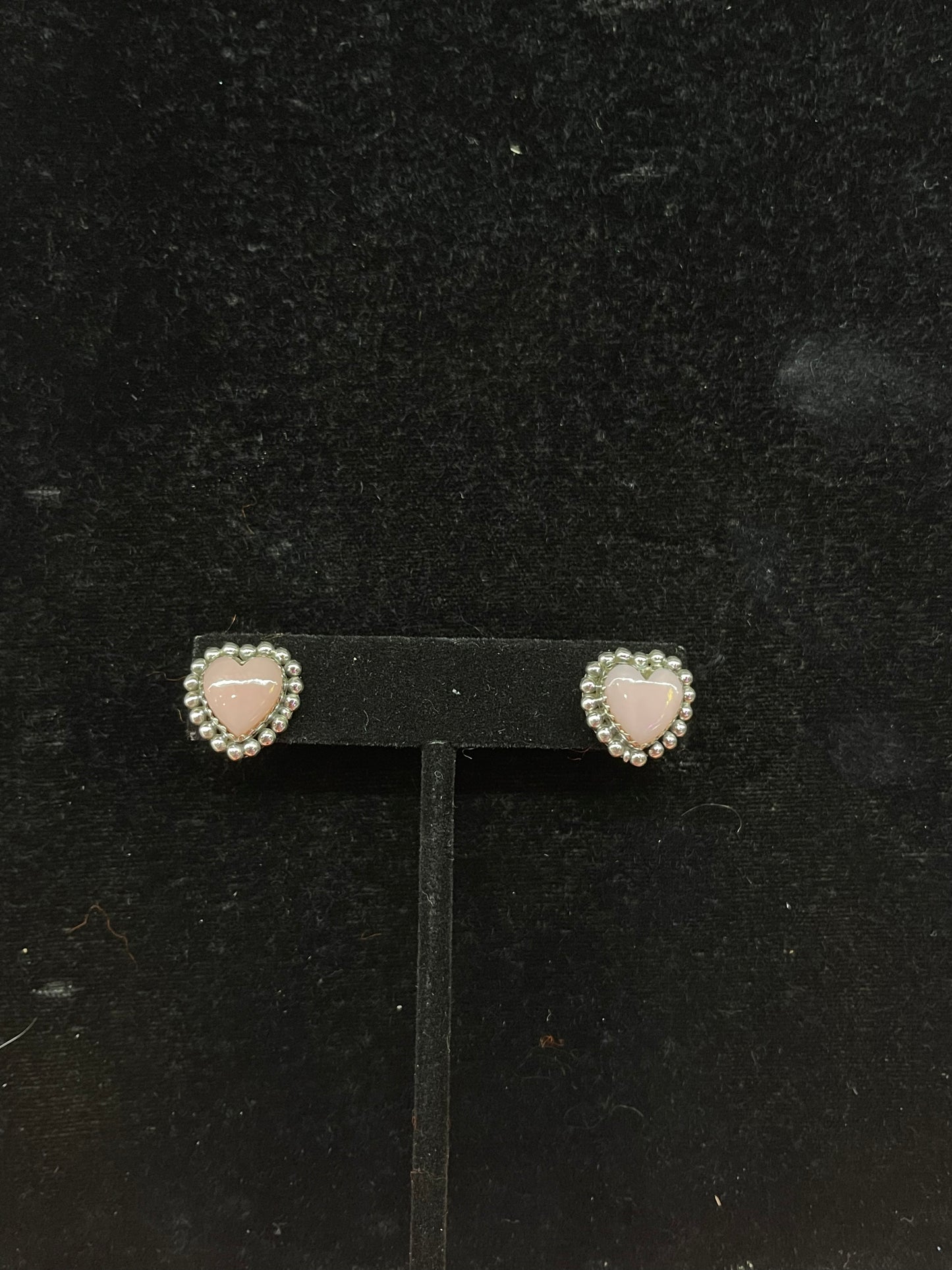 LOT 58 A 2/4 Pink Opal Heart Post Earrings