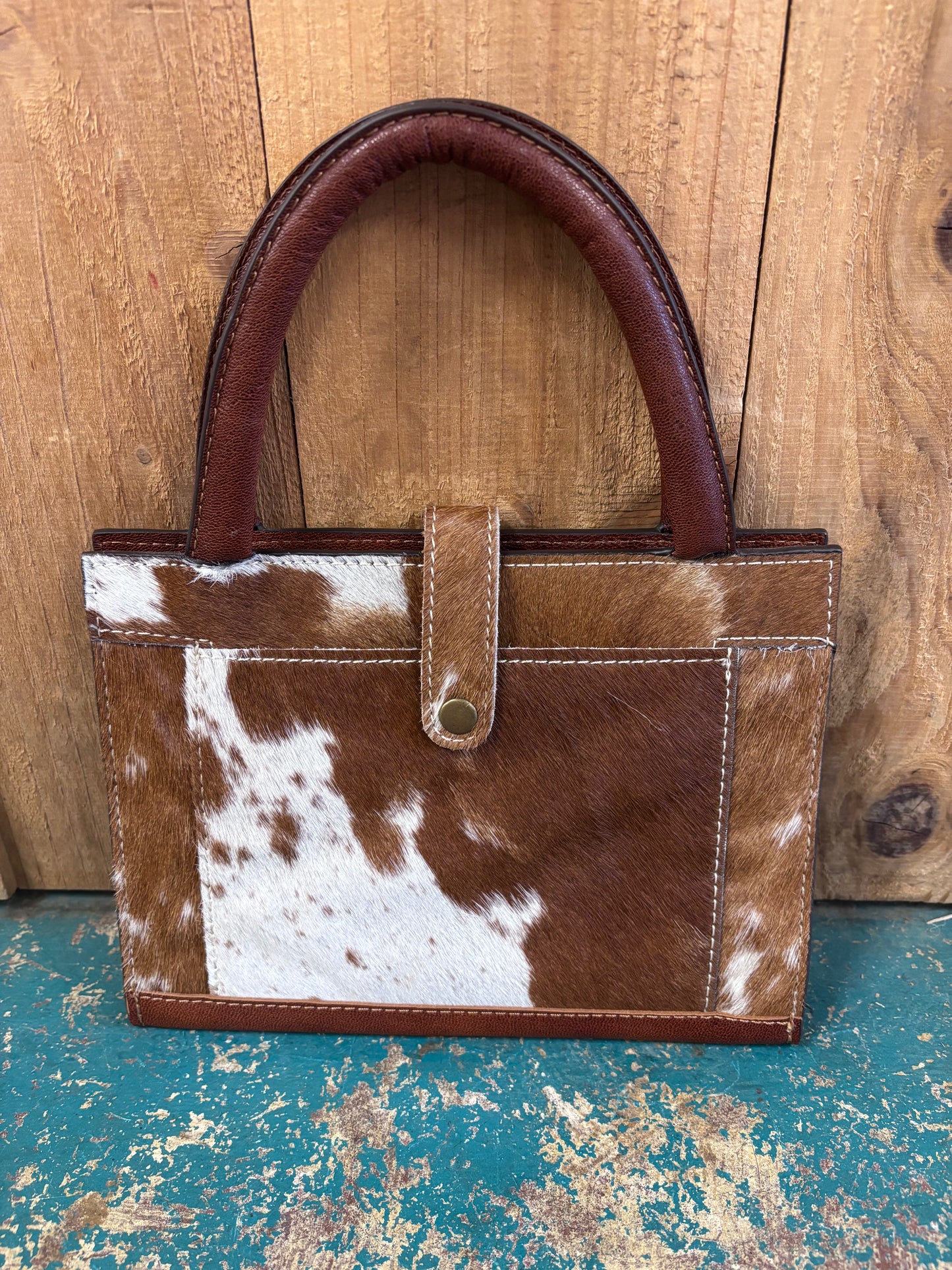 Brown And White Cowhide Portable Bible Cover