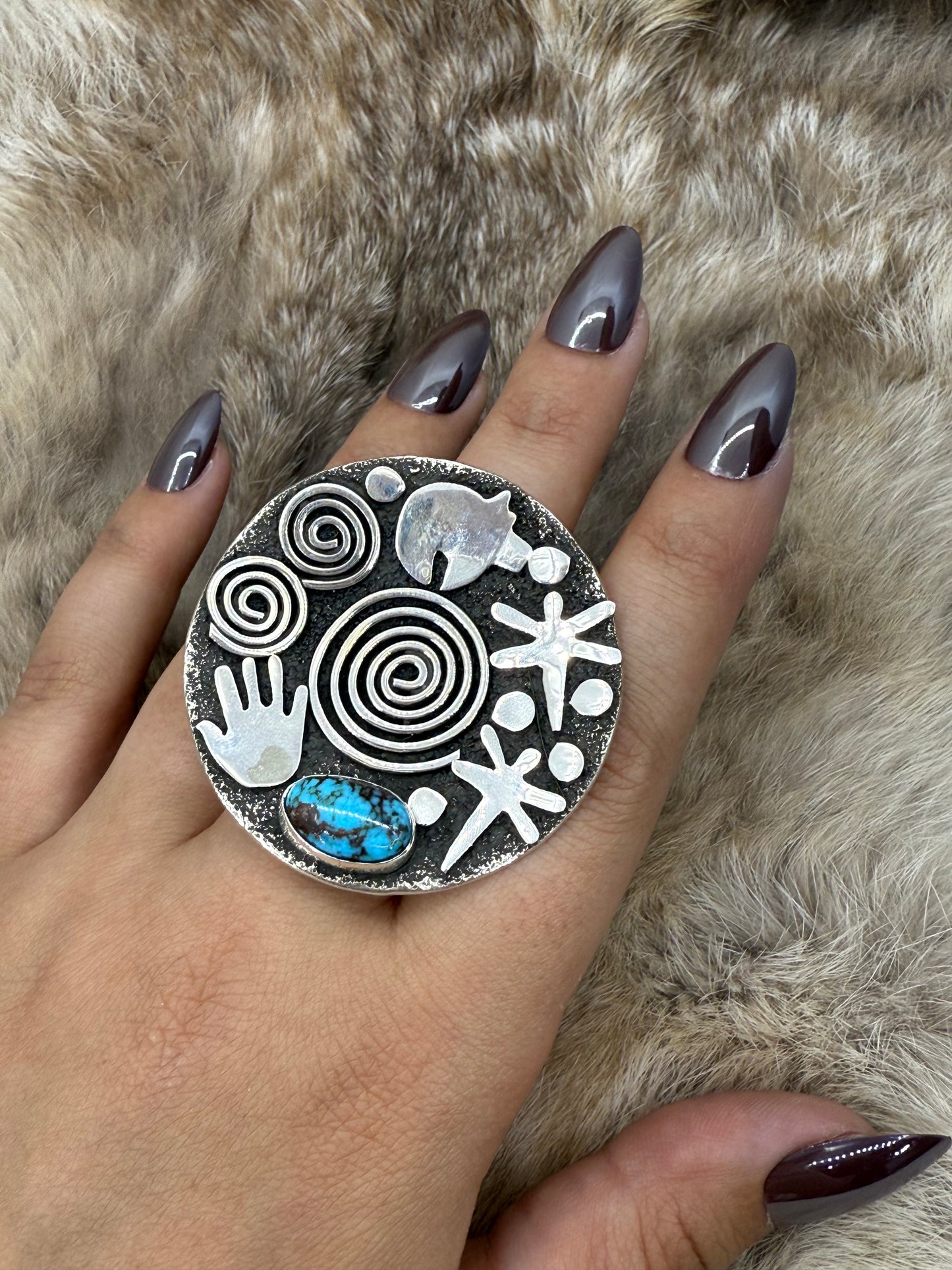 9.0 Kingman Turquoise Ring by Alex Sanchez, Navajo