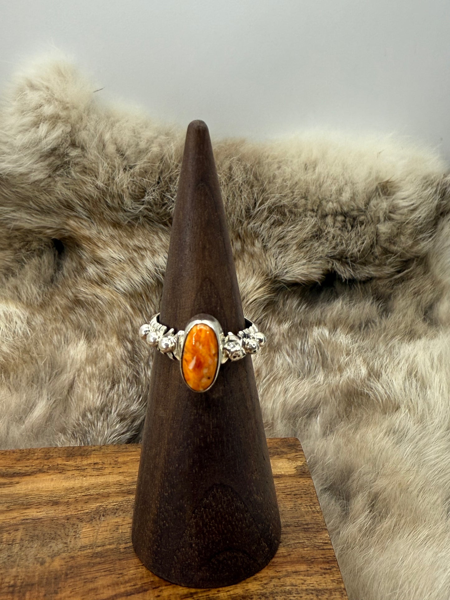 5.5 Orange Spiny Oyster Ring by Andrew Vandever, Navajo