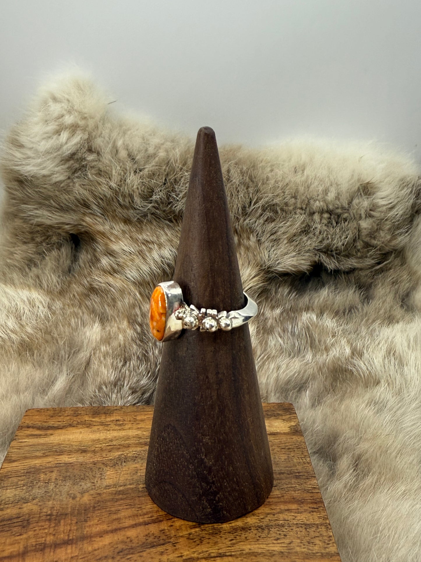 5.5 Orange Spiny Oyster Ring by Andrew Vandever, Navajo