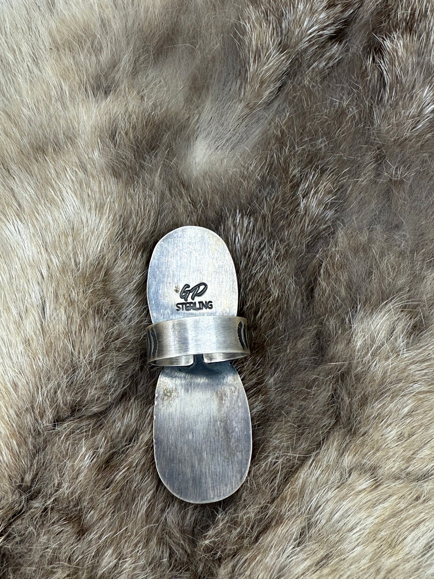 9.0 White Buffalo 2 Stone Ring by Gilbert Platero, Navajo
