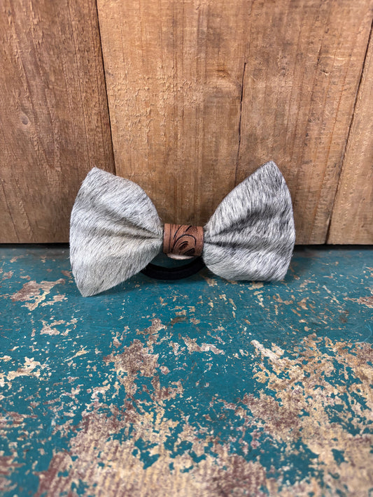 Grey Cowhide Hair On Hairbow
