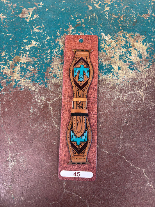 Turquoise Thunderbird Tooled Watchband