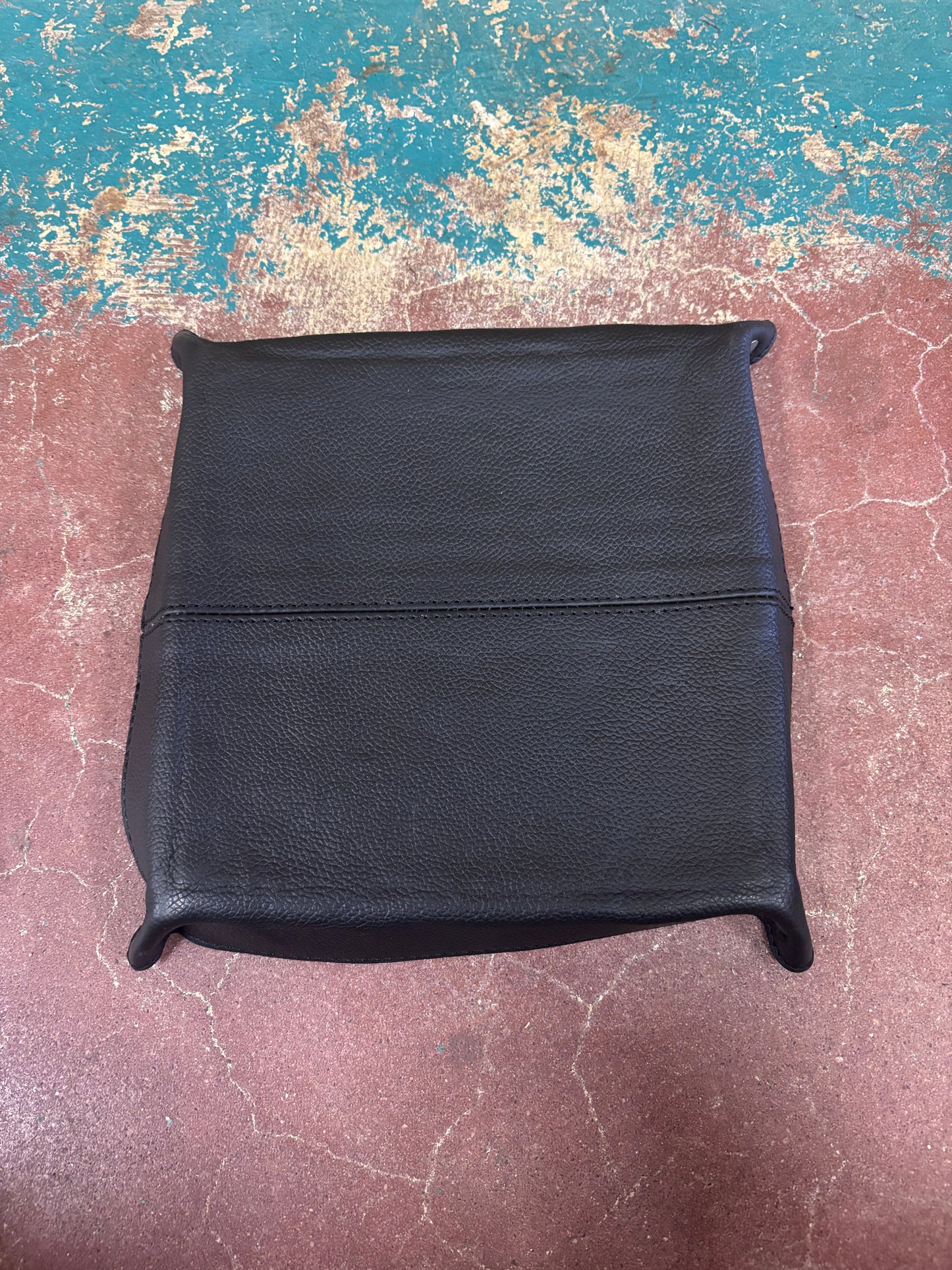 Black Leather Blue and Orange Inlay Jewelry Tray