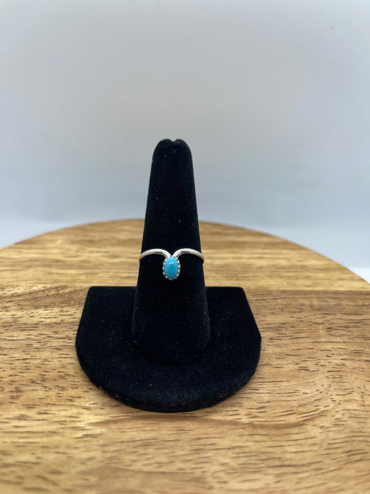 Turquoise Drop Ring by Hiram Largo, Navajo