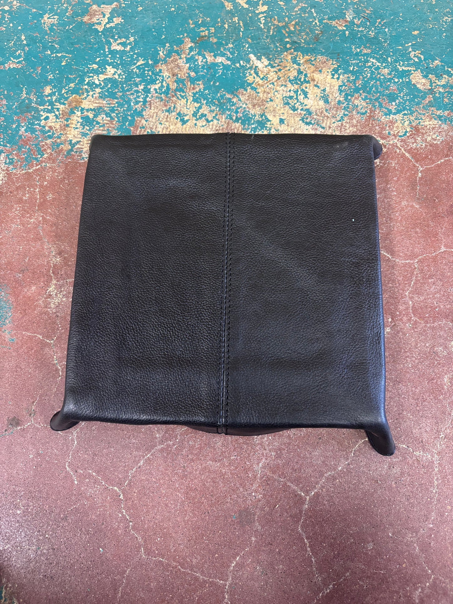 Black Leather Grey Cowhide Beaded Corner Jewelry Tray