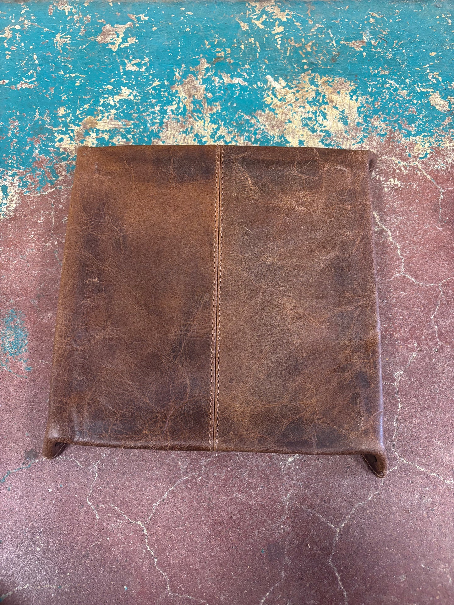 Brown Leather White And Pink Inlay Jewelry Tray