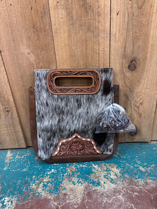 Grey Cowhide Cross Body Leather Purse