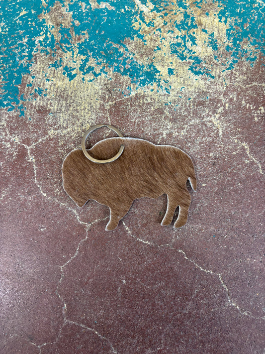 Brown Cowhide Bison Key Chain