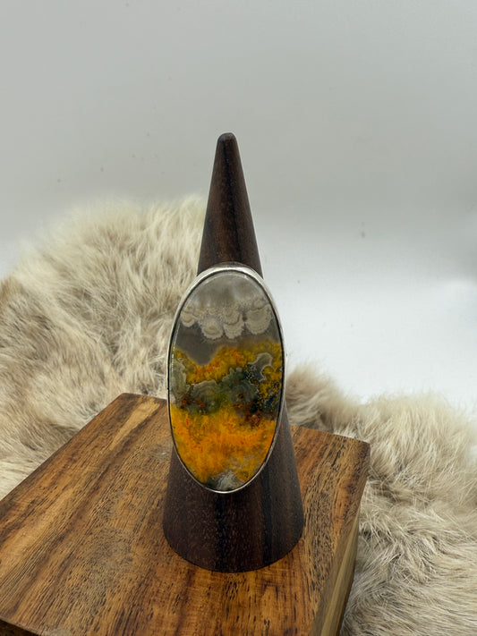 7.5 Bumblebee Jasper Ring by Joelias Draper, Navajo