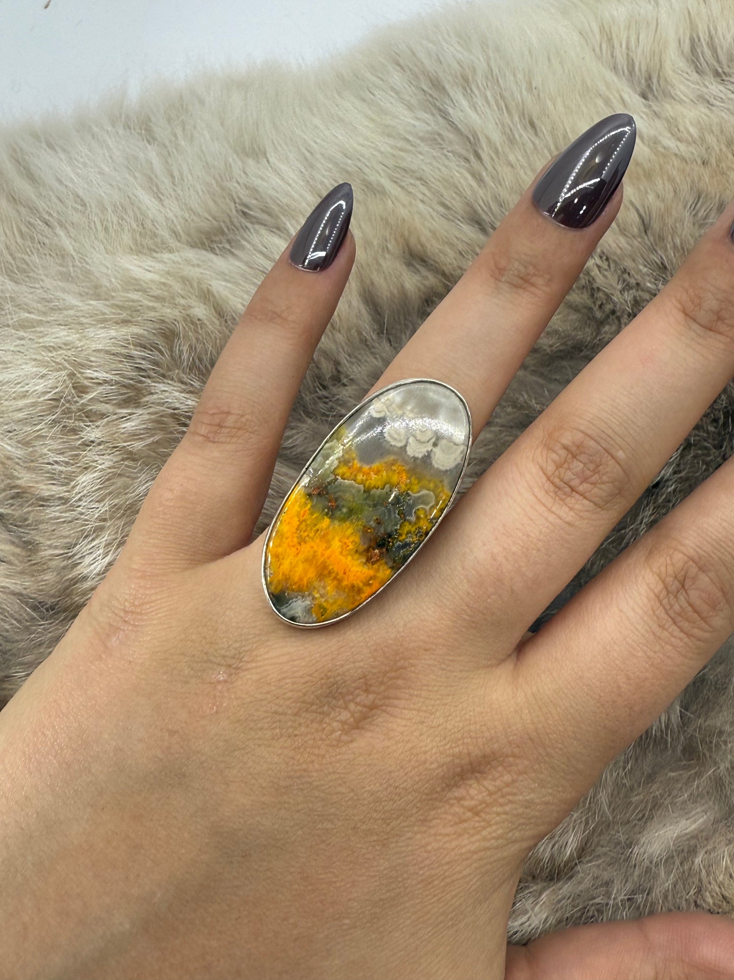 7.5 Bumblebee Jasper Ring by Joelias Draper, Navajo